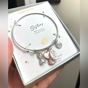 "Always Sisters Forever Friends" Charm Bangle Bracelet NEW in Box